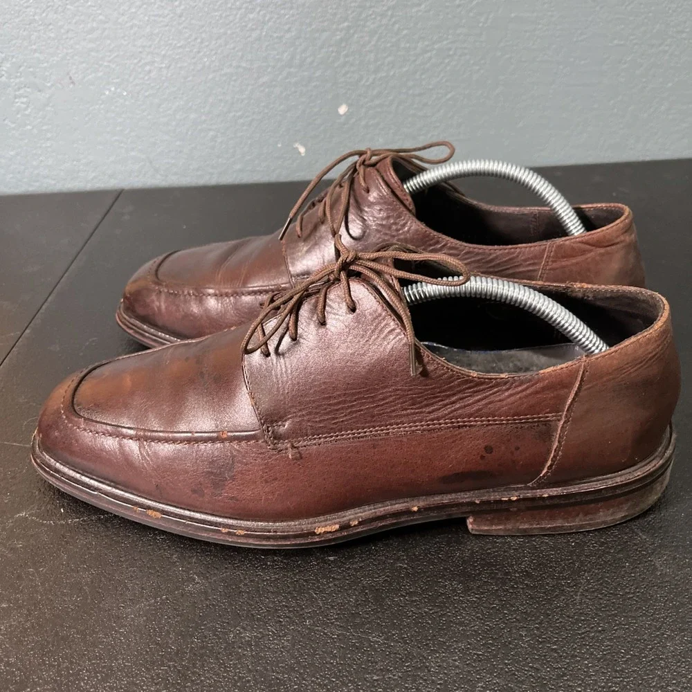 Cole Haan Oxford‎ Mens 11 Brown Waterproof Apron Toe Leather Dress Shoes Classic
